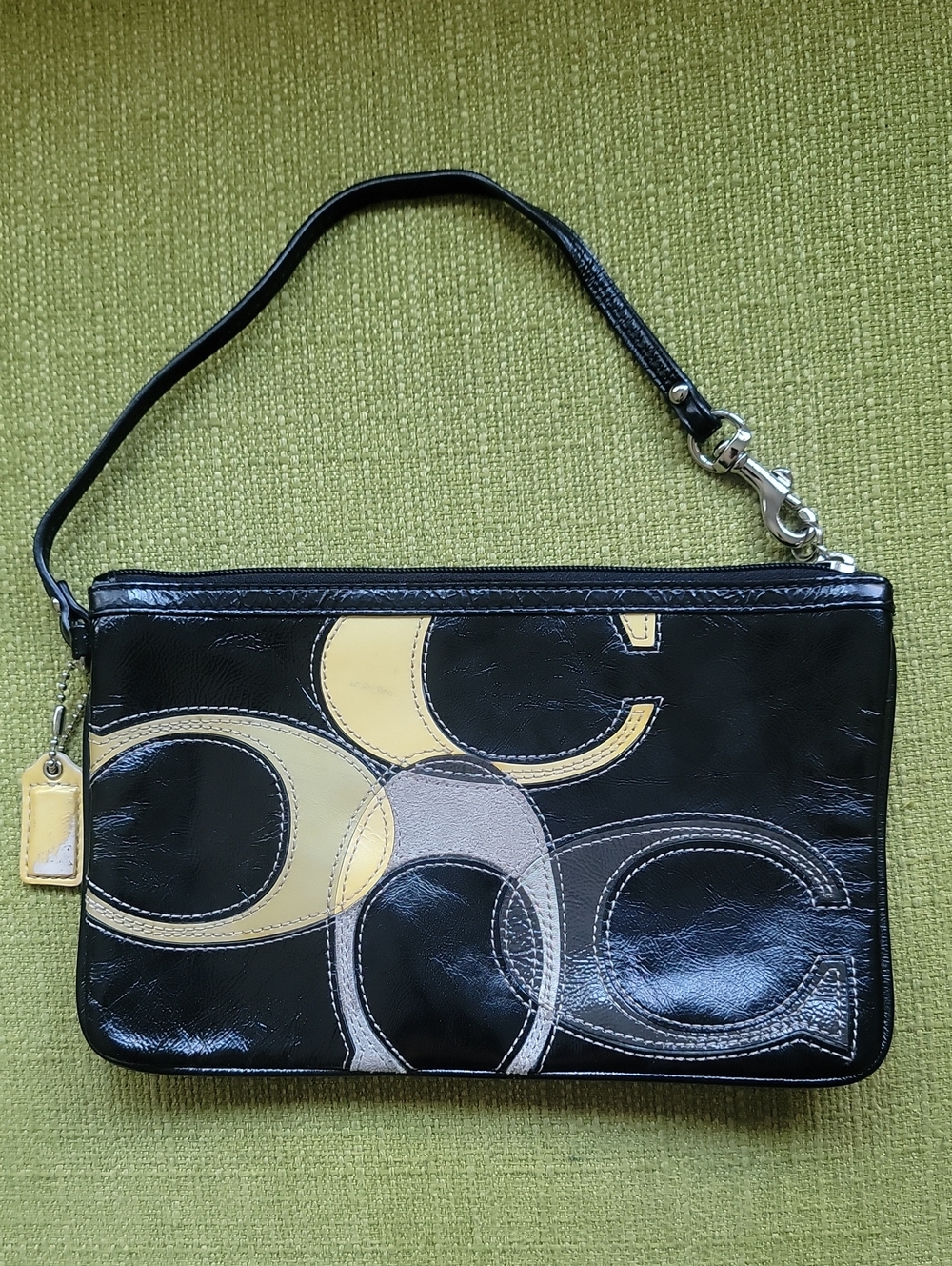 CoachY2K Large Wristlet with Yellow and Gray Accents